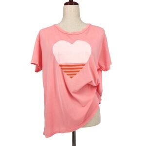 Sundry Women Peach Heart Cotton/Modal Oversize Boxy Relaxed Tee Size 1 / US S